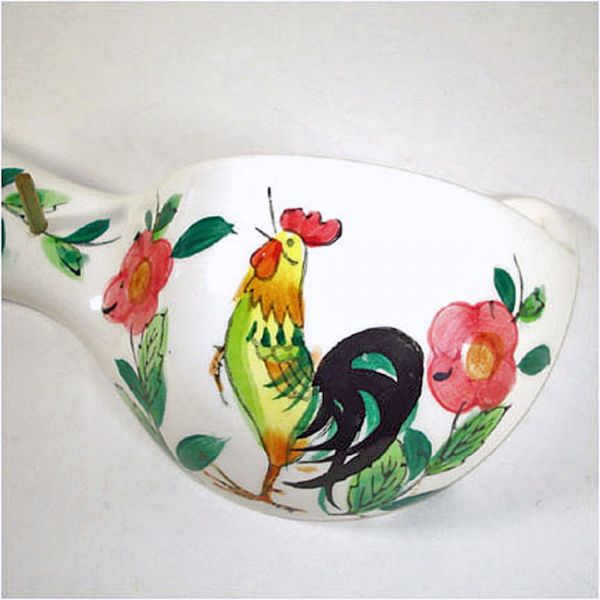 Lefton Rooster and Roses Key Rack Wall Pocket Clearance #3