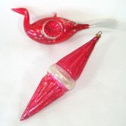 German Antique Swan, Ribbed Cone Glass Christmas Ornaments