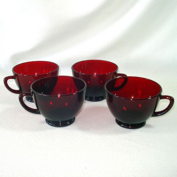 Royal Ruby Anchor Hocking 4 Punch Tea Cups #2