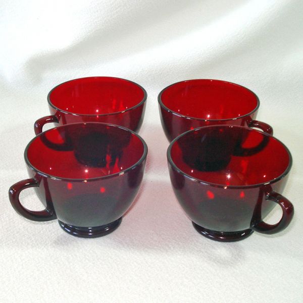 Royal Ruby Anchor Hocking 4 Punch Tea Cups