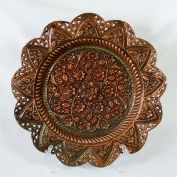 Embossed Flowers Reticulated Copper Wall Charger