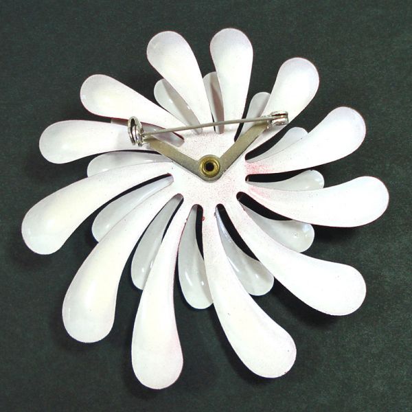 Red White Blue 60s Mod Flower Power Pin Brooch Spiral Petals #2