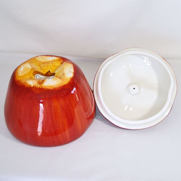 Red Apple Ceramic Cookie Jar Sakura Sonoma #3