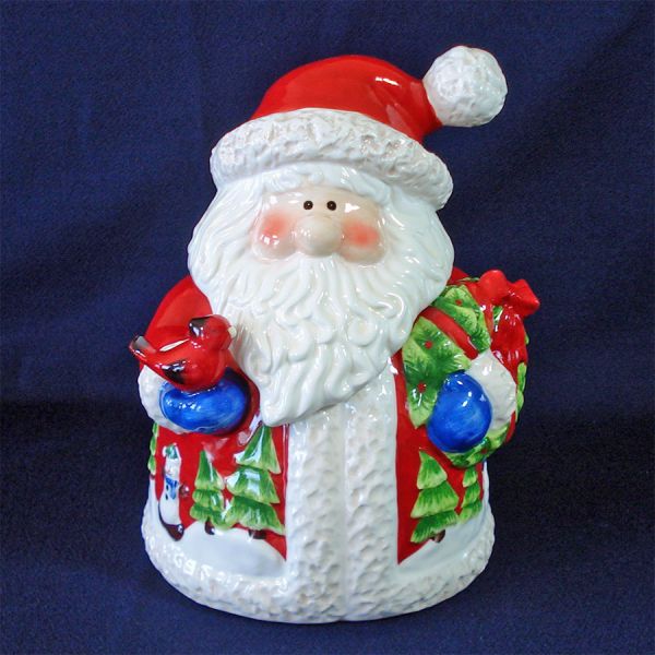 Home Interiors 2004 Santa With Cardinal Christmas Cookie Jar #5