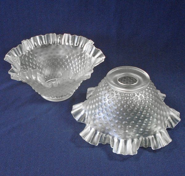 Satin Hobnail Ruffled Glass Lamp Shades 1.75 Inch Fitter Clearance #3