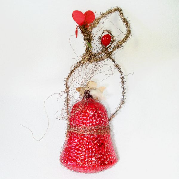Antique Wired Glass Bell Angel Scrap Christmas Ornament Clearance #2