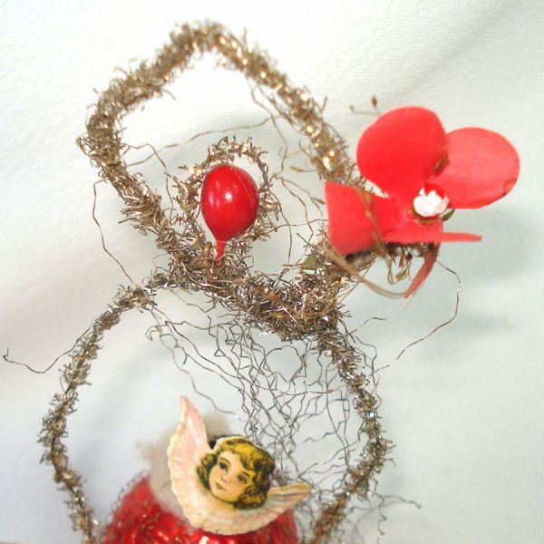 Antique Wired Glass Bell Angel Scrap Christmas Ornament Clearance #4