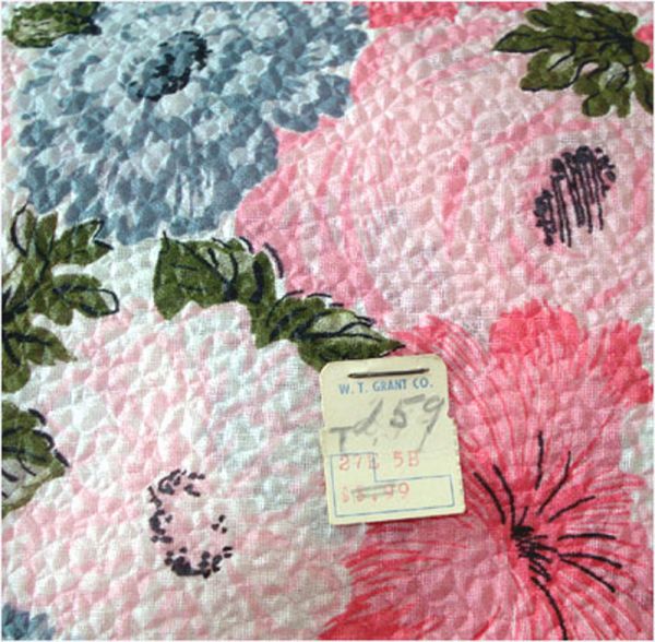 1960s Unused Blue Pink Floral Seersucker Twin Bedspread Clearance #5
