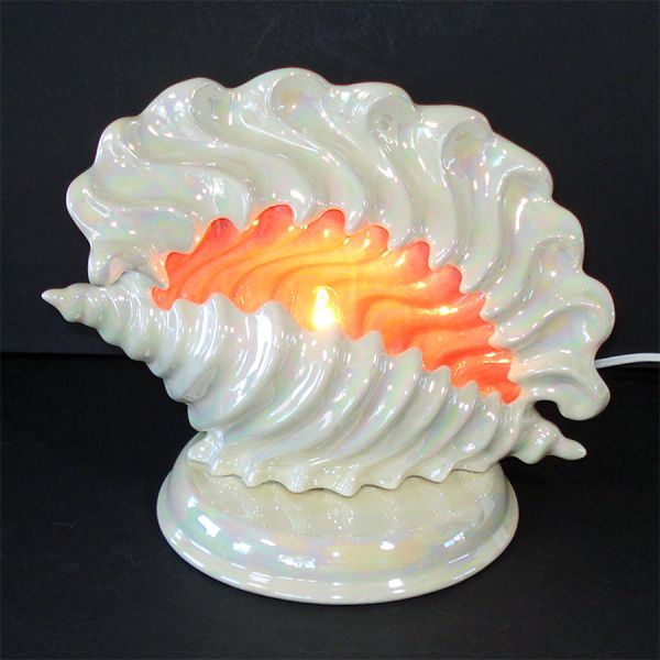 Ceramic Pink White Sea Shell TV Table Lamp #2