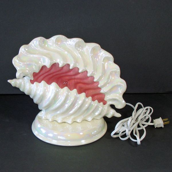 Ceramic Pink White Sea Shell TV Table Lamp #5
