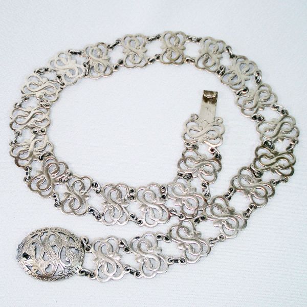Siam Silver Metal Link Belt With Buckle 32 Inches Clearance
