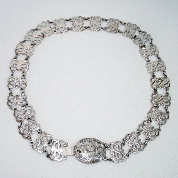 Siam Silver Metal Link Belt With Buckle 32 Inches Clearance #2
