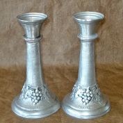 Germany SKS Zinn Pewter Grapes Candlesticks Clearance