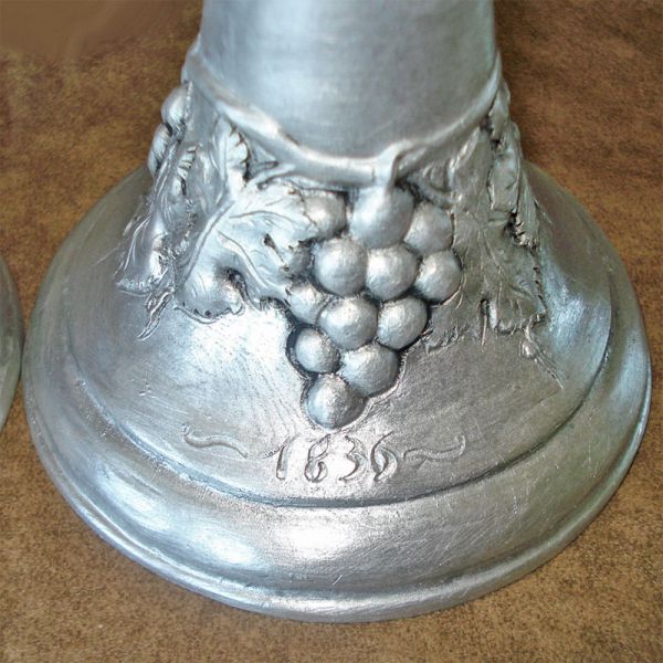 Germany SKS Zinn Pewter Grapes Candlesticks #2