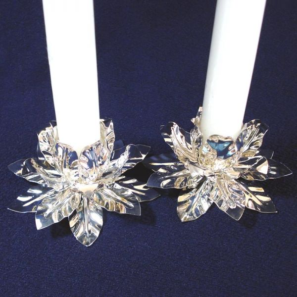 Pair 1960s Silverplate Leaf Cluster Candlesticks Candle Holders Clearance