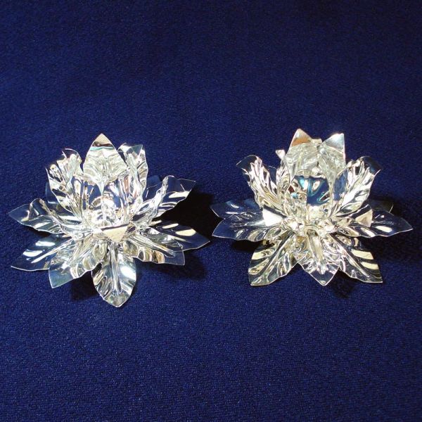 Pair 1960s Silverplate Leaf Cluster Candlesticks Candle Holders Clearance #2