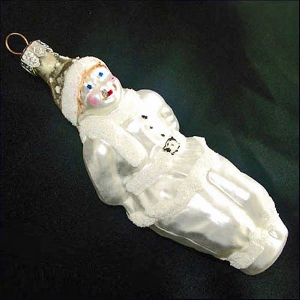 Sledding Boy Poland Glass Christmas Ornament