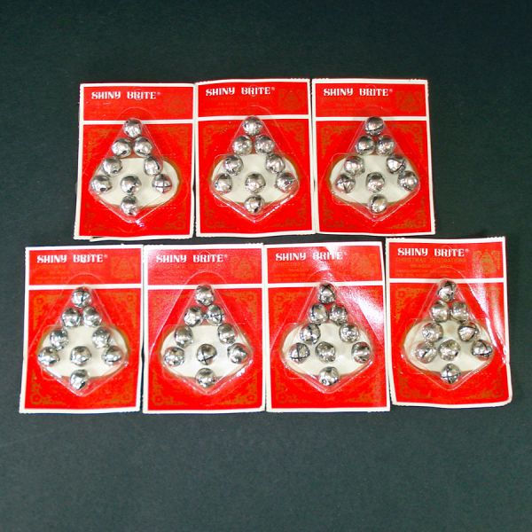 63 Silver Shiny Brite Christmas Jingle Bells Unused Clearance