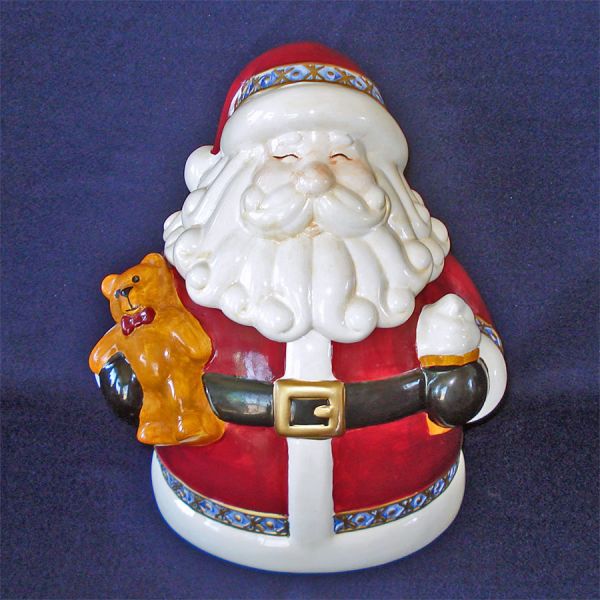 Santa With Teddy Bear Christmas Cookie Jar #5