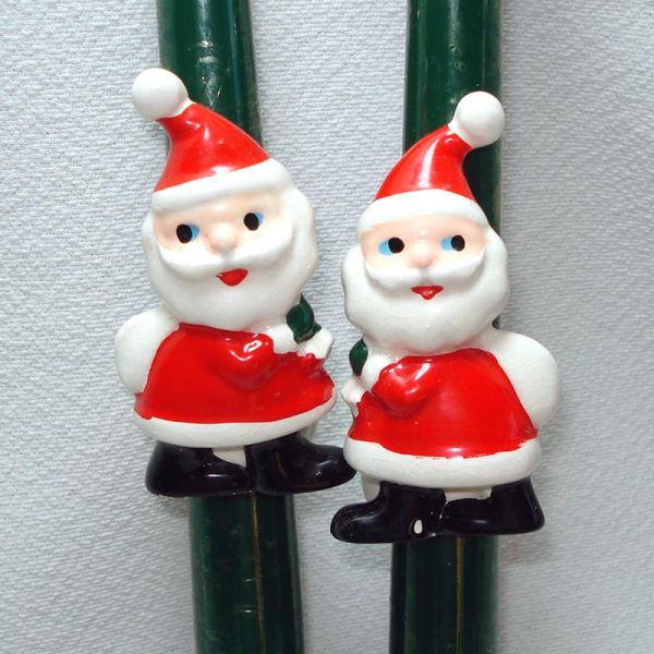 Santa Claus Christmas Candle Ring Climbers In Box 1950s Japan #2