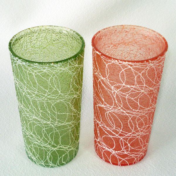 Color Craft Pair Spaghetti String Glass Tumblers #2