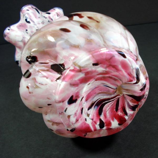 Pink White Black Czech Glass Spatter Vase Clearance #3