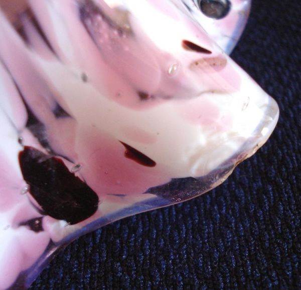 Pink White Black Czech Glass Spatter Vase Clearance #4