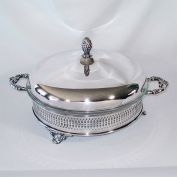 Sheffield USA Silverplate Casserole Cradle With GlasBake Insert