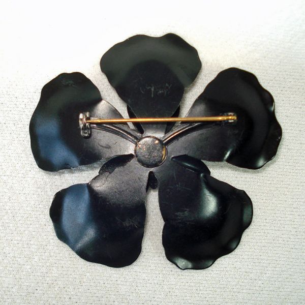 Mid Century Layered Enamel Flower Brooch Pin Clearance #3