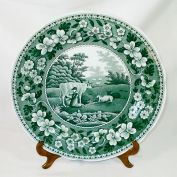 Spode Green Transferware Milkmaid Dinner Plate