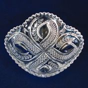 Lead Crystal Elegant Square Bowl Diamonds and Cut Leaves Clearance