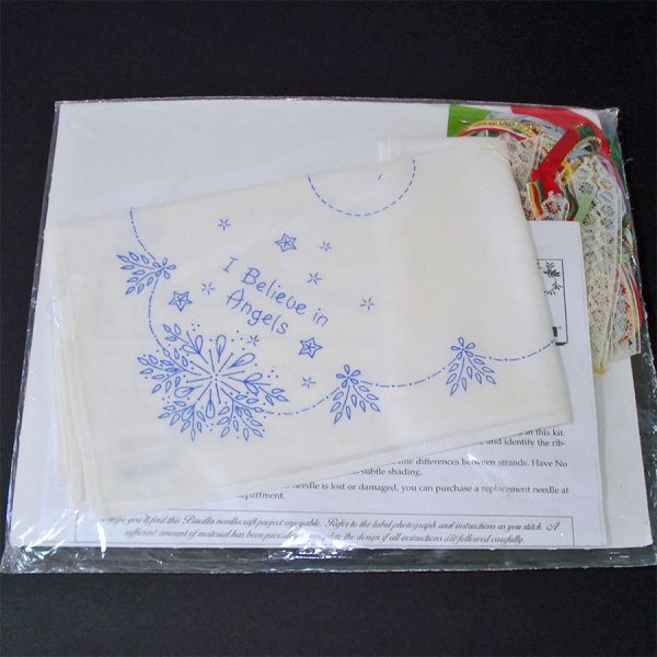 Bucilla Silk Ribbon Embroidery Christmas Hankie Angel Kit #2