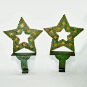Pair Tin Star Christmas Stocking Hangers Clearance