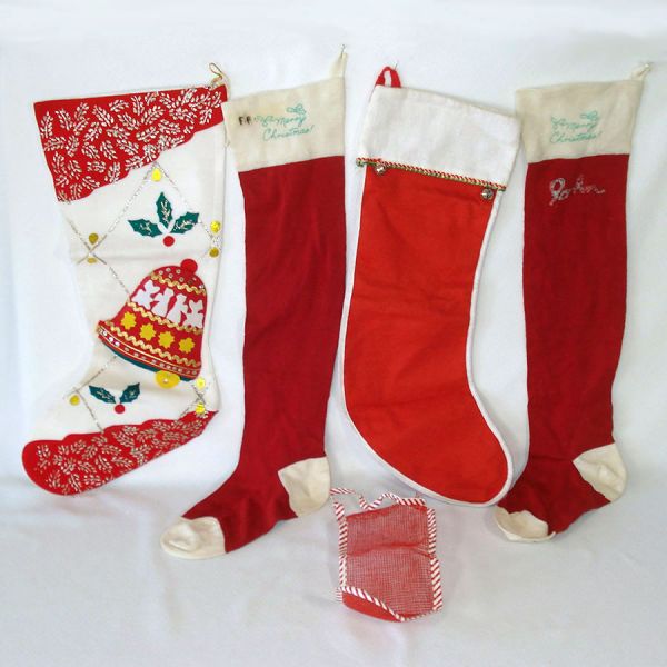 Mid Century Christmas Stockings Assortment