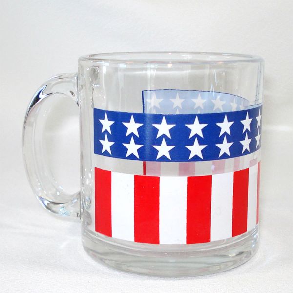Libbey Patriotic Stars and Stripes 4 Glass Mugs #2