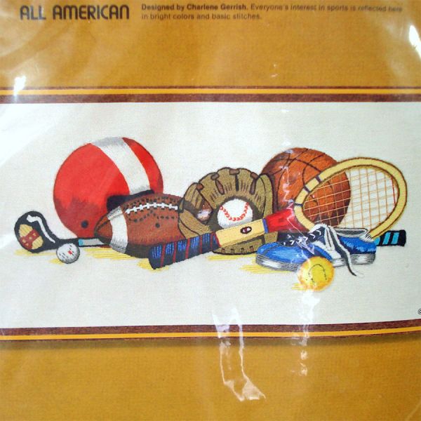 All American Sports Sunset Stitchery 1976 Needlework Kit Clearance #2