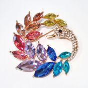 Colorful Rhinestone Swan Brooch Pendant