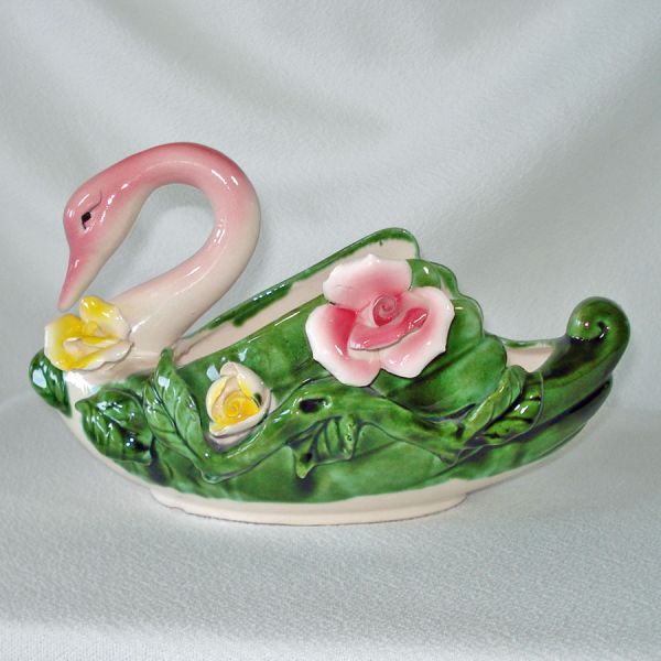 Royal Sealy Swan With Roses Planter Clearance