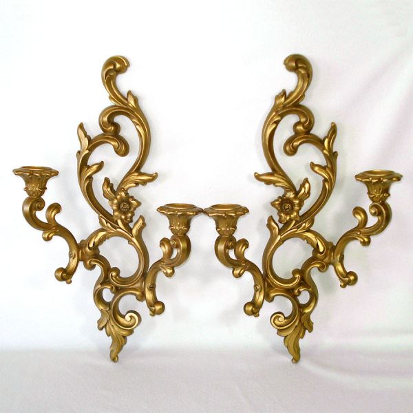 Syroco Gold Double Arm Wall Sconces