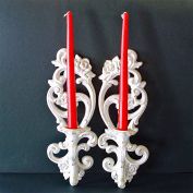 Pair 1971 White Homco Candle Wall Sconces