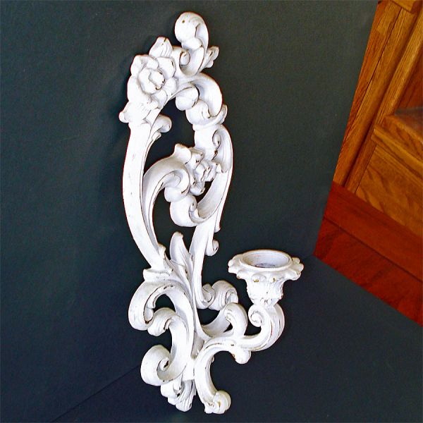 Pair 1971 White Homco Candle Wall Sconces #3
