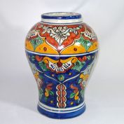 Mexican Talavera Style Pottery Vase 11 Inches