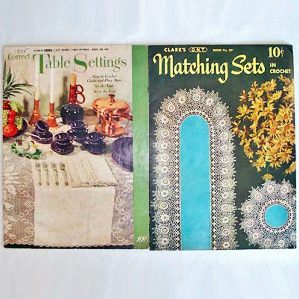 Pair Tablecloths, Table Linens Crochet Pattern Booklets Clearance