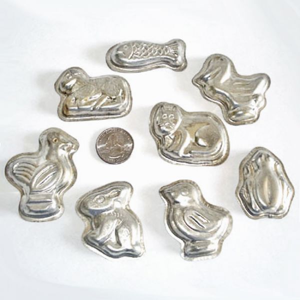 Set 8 West German Tin Animals Candy Molds