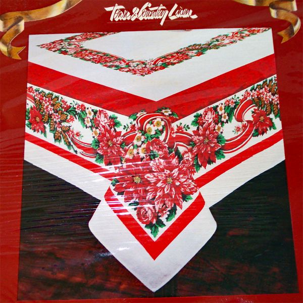 Christmas Holiday Garland Tablecloth 60 by 84 Inches Sealed Package #2