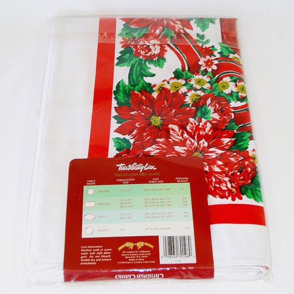 Christmas Holiday Garland Tablecloth 60 by 84 Inches Sealed Package #3
