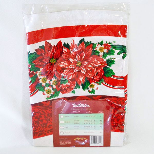 Christmas Holiday Garland Tablecloth Round 70 Inches Never Used #2