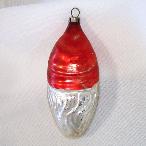 Oval Teardrop Santa Claus Face Glass Christmas Ornament #2