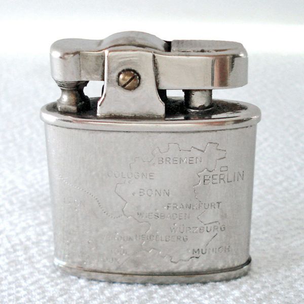 Austrian Tiki Petrol Lighter With Map Germany France #2