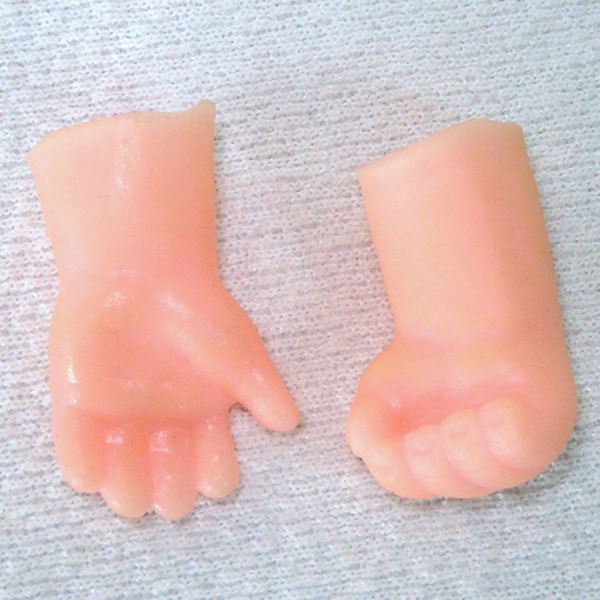 Tiny Soft Plastic Craft Baby Doll Hands #2